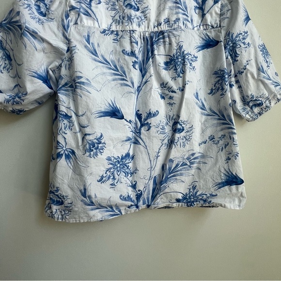 Talbots Tie Front Top Ocean Flora Toile Victorian Tapestry Whimsical Fairy PS - Picture 8 of 10